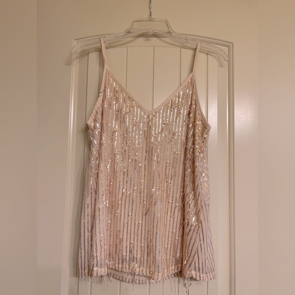 Gold Sequin Embellished Cream Top